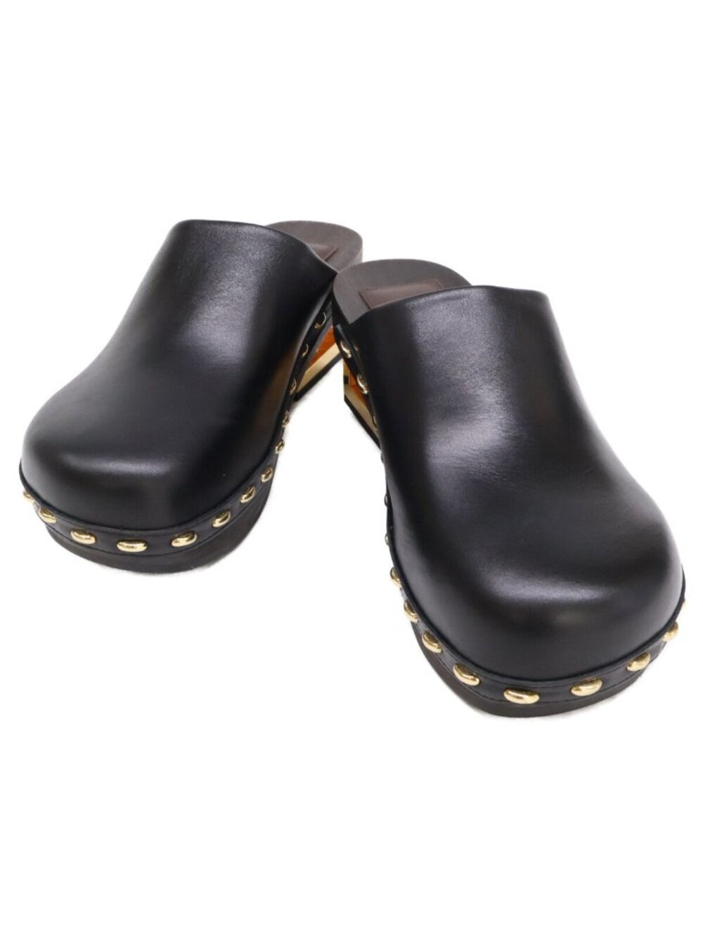 Fendi Smooth Leather Studded Clog Sandals